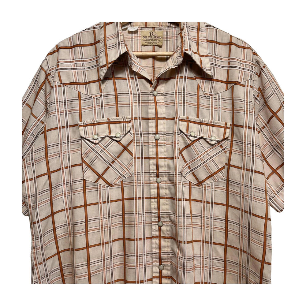 Vintage 80s Dee Cee Short Sleeve Pearl Snap Western Shirt 16/XL Sawtooth